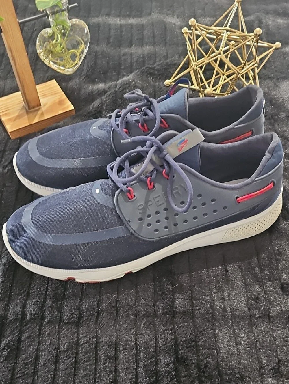 Sperry America's Cup Navy Blue Boat Shoe with Red Accent